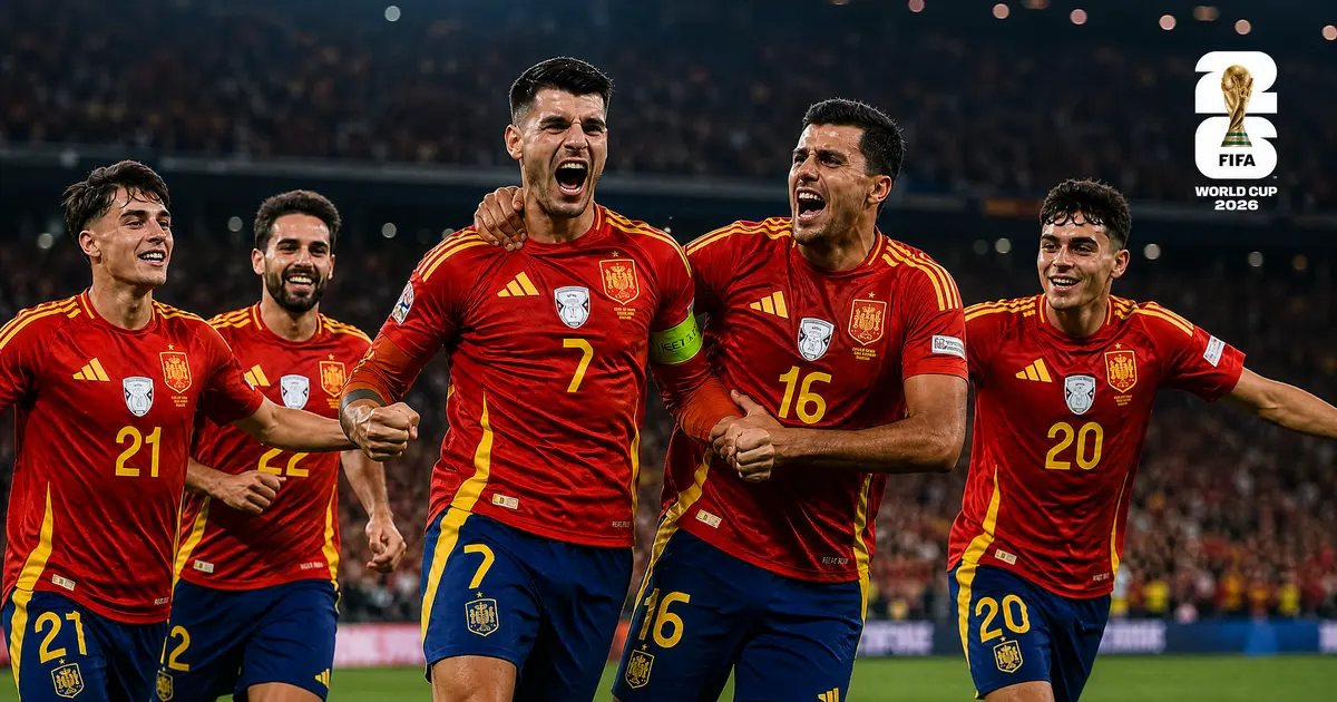 Seleção de Espanha a celebrar no amistoso Espanha vs Peru, preparação Mundial FIFA 2026