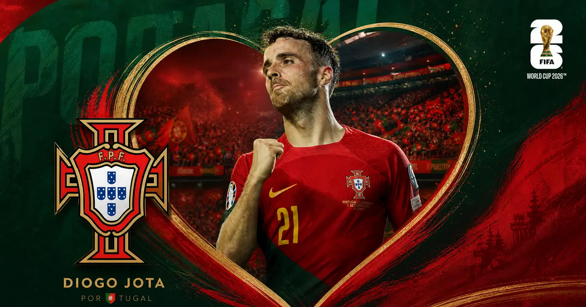 Diogo Jota com a camisola de Portugal: convocados, Ronaldo e Grupo K no Mundial FIFA 2026